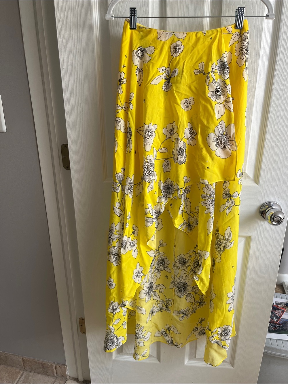 Alice + Olivia Yellow Floral High-Low Maxi Skirt